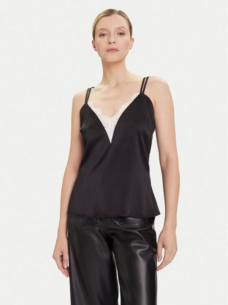 Morgan Bluzka 252-OLAF Czarny Slim Fit. Czarne bluzki Morgan, bez wzorów, z syntetyku, bez kołnierzyka, bez ramiączek. Za 119.99 zł.