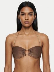 Guess Góra od bikini E6GJ12 KF600 Brązowy. Brązowe bikini Guess, z aplikacjami, z syntetyku. Za 349.99 zł.
