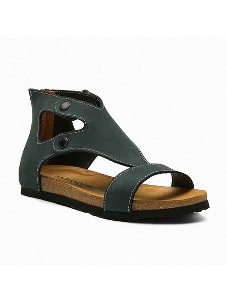 Comfortfusse Skórzane sandały "Vera" w kolorze granatowym rozmiar: 41. Niebieskie sandały Comfortfüße, bez wzorów, z nubiku, klasyczne, z otwartym noskiem, bez obcasa, bez zapięcia. Za 211.31 zł.