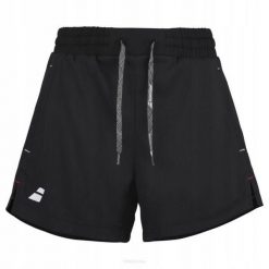 Spodenki tenisowe damskie Babolat Exercise Short. Czarne szorty sportowe BABOLAT, bez wzorów, z materiału, na fitness i siłownię. Za 179.99 zł.