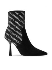 KARL LAGERFELD Botki KL31354 Czarny. Czarne botki KARL LAGERFELD, bez wzorów, z materiału, bez obcasa, na szpilce, bez zapięcia. Za 499.99 zł.