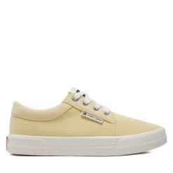 Tenisówki Tommy Jeans. Żółte trampki Tommy Jeans, bez wzorów, z jeansu, bez zapięcia. Za 199.99 zł.