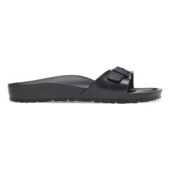 BIRKENSTOCK Madrid EVA Black Klapki damskie. Czarne klapki Birkenstock, bez wzorów, z materiału, eleganckie, bez obcasa, bez zapięcia. Za 189.99 zł.