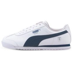 Buty sportowe Puma Ferrari Style Roma. Białe buty treningowe Puma, bez wzorów, ze skóry ekologicznej, bez zapięcia. W wyprzedaży za 290.00 zł.