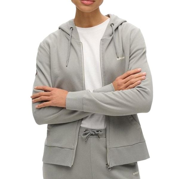 Bluza z kapturem i zamkiem gładka. Szare bluzy Superdry, m, bez wzorów, z bawełny, z kapturem. Za 356.55 zł.