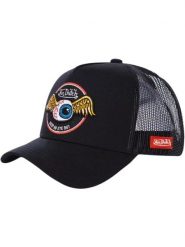 Czapka Trucker Von Dutch Rag Keep An Eye Out - czarna. Czarne czapki z daszkiem Von Dutch, z aplikacjami, z materiału, eleganckie. Za 171.20 zł.