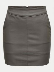 ONLY Spódnica z imitacji skóry Base 15164809 Szary Slim Fit. Szare spódnice ONLY, bez wzorów, ze skóry. Za 69.99 zł.