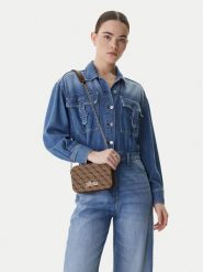 Guess Torebka J5BZ30 WFV20 Brązowy. Brązowe kopertówki Guess, z aplikacjami, z materiału, wizytowe, bez dodatków. Za 189.99 zł.