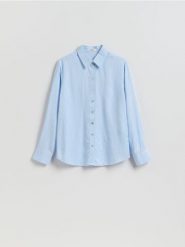 Koszula z wiskozą - jasnoniebieski. Niebieskie koszule Reserved, l, bez wzorów, z lyocellu, bez kołnierzyka, bez ramiączek. Za 89.99 zł.