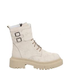 BOTKI Z NADRUKIEM 5706 6819 CREAM. Botki Venezia, bez wzorów, z materiału, bez obcasa, bez zapięcia. Za 199.00 zł.