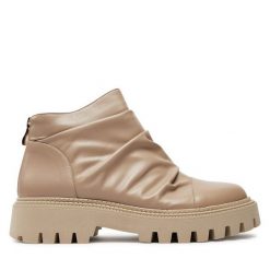 Botki R.Polański. Brązowe botki R.Polański, bez wzorów, bez obcasa, na płaskiej podeszwie, bez zapięcia. Za 329.99 zł.