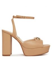 TWINSET Sandały 251TCP122 Brązowy. Brązowe sandały Twinset, bez wzorów, ze skóry, bez obcasa, na słupku, bez zapięcia. Za 609.99 zł.