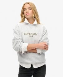 Superdry Sport Luxe Loose Crew bluza damska - Cadet Grey Marl. Szare bluzy bez kaptura Superdry, bez wzorów, z bawełny, bez kaptura. Za 301.15 zł.