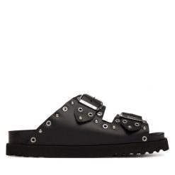 Klapki Scholl. Czarne klapki Scholl, bez wzorów, bez obcasa, bez zapięcia. Za 505.99 zł.