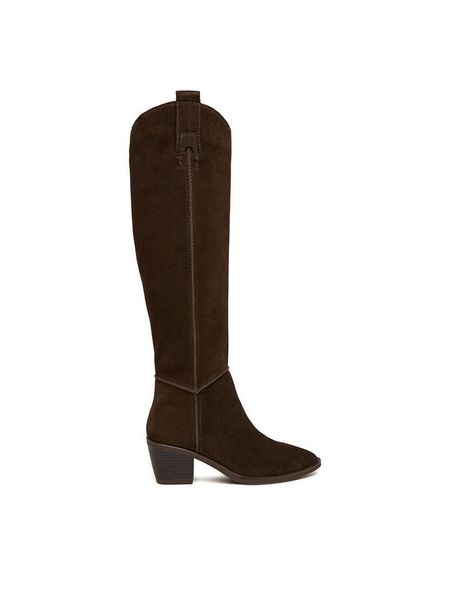 Badura Kozaki C-ANIYA-DX01381 Brązowy. Brązowe kozaki Badura, bez wzorów, ze skóry, bez obcasa, na słupku, bez zapięcia. Za 369.99 zł.