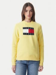 Tommy Jeans Bluza Flag DW0DW22564 Żółty jasny Regular Fit. Żółte bluzy Tommy Jeans, m, bez wzorów, z bawełny, bez ramiączek, bez kaptura. Za 409.99 zł.