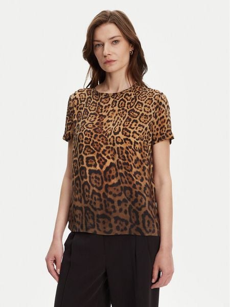 Marciano Guess Bluzka 5YGH29 7320A Brązowy Regular Fit. Brązowe bluzki Marciano Guess, z aplikacjami, z jedwabiu, bez kołnierzyka, bez ramiączek. Za 449.99 zł.