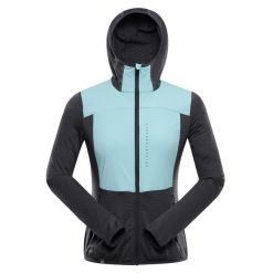 Bluza damska trekkingowa z kapturem Alpine Pro Zolla. Niebieskie bluzy Alpine Pro, s, bez wzorów, z materiału, sportowe, bez ramiączek, z kapturem. Za 319.00 zł.