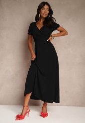 Czarna Sukienka z Bufiastymi Rękawami Dolirrea. Czarne sukienki Renee, na co dzień, m, bez wzorów, eleganckie, bez kołnierzyka, bez ramiączek, maxi, proste. W wyprzedaży za 91.99 zł.