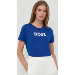 BOSS t-shirt bawełniany 50472255. Niebieskie t-shirty Boss, l, bez wzorów, z bawełny, bez kołnierzyka, bez ramiączek. W wyprzedaży za 129.99 zł.