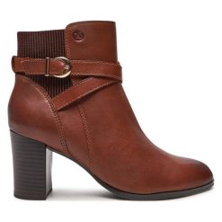 Botki Caprice. Brązowe botki Caprice, bez wzorów, bez obcasa, na słupku, bez zapięcia. Za 369.99 zł.