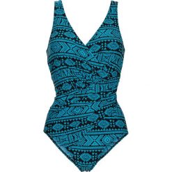 Kostium kąpielowy wyszczuplający bonprix czarno-niebieskozielony morski. Bielizna modelująca marki bonprix. Za 124.99 zł.