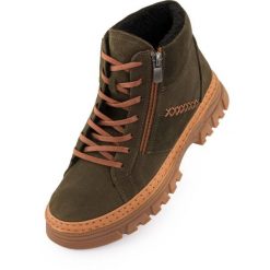 Zimowe buty dla kobiet Kaki 38 - Wodoodporne i Ciepłe. Zielone buty trekkingowe ENELL, na zimę, z futra, bez zapięcia. Za 417.99 zł.