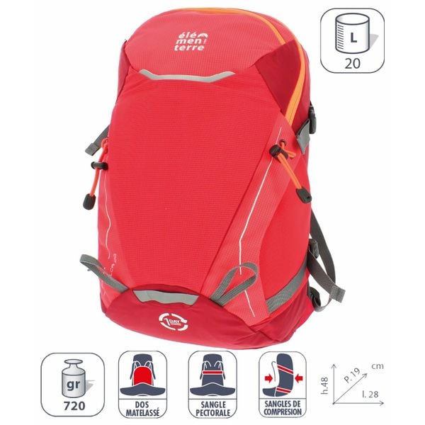 Plecak Elementerre talca 20 l. Czerwone plecaki Elementerre, bez wzorów, bez dodatków. Za 255.10 zł.