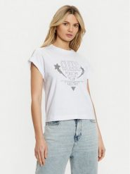 Guess T-Shirt W5RI06 I3Z14 Biały Regular Fit. Białe t-shirty Guess, l, z aplikacjami, z bawełny, bez kołnierzyka, bez ramiączek. Za 139.99 zł.