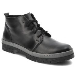 Czarne Botki Wasak Stylowe Obuwie Damskie Ze Skóry Naturalnej. Czarne botki Wasak, bez wzorów, ze skóry, eleganckie, bez obcasa, bez zapięcia. Za 269.00 zł.