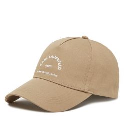 Czapka z daszkiem KARL LAGERFELD. Brązowe czapki z daszkiem KARL LAGERFELD, bez wzorów. Za 229.99 zł.