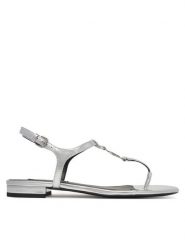 KARL LAGERFELD Sandały KL82515 Srebrny. Szare sandały KARL LAGERFELD, bez wzorów, ze skóry, bez obcasa, na płaskiej podeszwie, bez zapięcia. Za 379.99 zł.