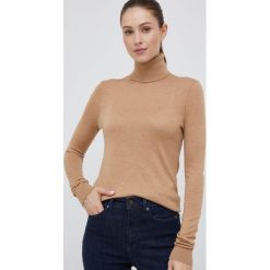 Lauren Ralph Lauren sweter z domieszką jedwabiu damski kolor brązowy lekki z golfem. Brązowe swetry Lauren Ralph Lauren, l, bez wzorów, z dzianiny, bez ramiączek. W wyprzedaży za 419.99 zł.