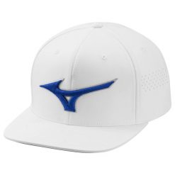 Czapka z daszkiem golf Mizuno Tour Flat Snapback Biały. Białe swetry Mizuno, uniwersalny, bez wzorów, sportowe, bez ramiączek. Za 292.95 zł.