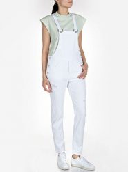 Replay Ogrodniczki dżinsowe w kolorze białym rozmiar: M. Białe kombinezony Replay, m, bez wzorów, bez kołnierzyka, bez ramiączek. Za 501.57 zł.