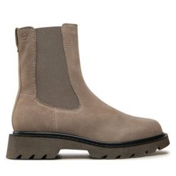 Sztyblety Tamaris. Szare botki Tamaris, bez wzorów, bez obcasa, na płaskiej podeszwie, bez zapięcia. Za 249.99 zł.
