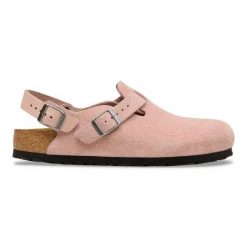 Birkenstock Tokio LEVE Pink Clay Sandały damskie. Czerwone sandały Birkenstock, bez wzorów, ze skóry, klasyczne, bez obcasa, bez zapięcia. Za 719.00 zł.