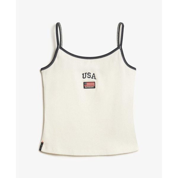Damski tank top Superdry Athletic Essential. Białe bielizna termoaktywna damska Superdry, bez wzorów, bez kołnierzyka, bez ramiączek. Za 107.60 zł.