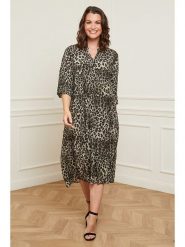 Curvy Lady Sukienka w kolorze oliwkowo-czarnym rozmiar: 48/50. Brązowe sukienki Curvy Lady, bez wzorów, z wiskozy, klasyczne, bez kołnierzyka, bez ramiączek, midi. Za 143.22 zł.