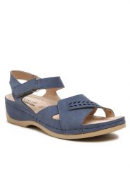 Go Soft Sandały WS127-06 Granatowy. Niebieskie sandały GO SOFT, bez wzorów, ze skóry, bez obcasa, na płaskiej podeszwie, bez zapięcia. Za 139.99 zł.
