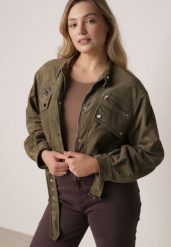 Ciemnobeżowa Kurtka z Imitacji Zamszu w Stylu Utility z Suwakami i Paskiem Birasa. Brązowe kurtki Born2be, l, bez wzorów, z jeansu, eleganckie, bez kaptura. Za 199.99 zł.