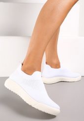 Białe Buty Sportowe ze Skarpetkową Cholewką i Ściągaczem Arnalli. Białe buty sportowe lifestyle Renee, bez wzorów, bez zapięcia. W wyprzedaży za 29.99 zł.