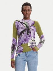 Desigual Sweter Orquidea Lacroix 25WWJF42 Zielony Regular Fit. Zielone swetry Desigual, s, bez wzorów, z syntetyku, bez ramiączek. Za 239.99 zł.