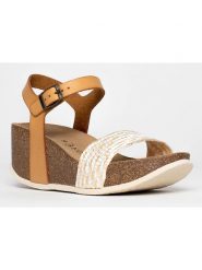 BACKSUN Sandały "Rimini" w kolorze jasnobrązowo-biało-szarym na koturnie rozmiar: 39. Brązowe sandały Backsun, bez wzorów, z otwartym noskiem, bez obcasa, na koturnie, bez zapięcia. Za 173.99 zł.