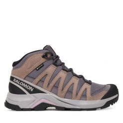 Trekkingi Salomon. Fioletowe buty sportowe lifestyle Salomon, z gore-texu, bez zapięcia. Za 529.99 zł.