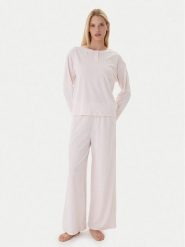 Tommy Hilfiger Piżama UW0UW06077 Różowy Relaxed Fit. Czerwone piżamy Tommy Hilfiger, xs, bez wzorów, z bawełny, bez kołnierzyka, bez ramiączek. Za 309.99 zł.