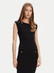 Guess Bluzka W5YR12 Z0130 Czarny Regular Fit. Czarne bluzki Guess, xxl, z aplikacjami, z syntetyku, bez kołnierzyka, bez ramiączek. Za 399.99 zł.