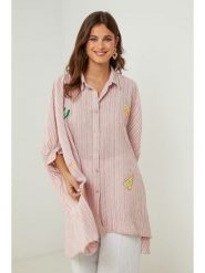 Lin Passion Tunika w kolorze jasnoróżowym rozmiar: 40/42. Różowe tuniki Lin Passion, bez wzorów, klasyczne, bez kołnierzyka, bez ramiączek. Za 173.99 zł.