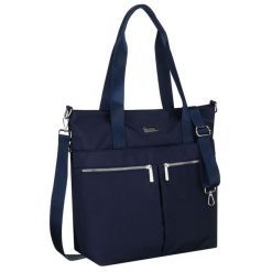 Granatowa, jednokomorowa shopperka damska z poliestru wyposażona w dopinany, regulowany pasek Peterson PTN CTY-19. Torebki klasyczne Peterson, bez wzorów, bez dodatków. Za 89.99 zł.