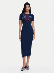 Desigual Sukienka codzienna 25SWVF13 Granatowy Slim Fit. Niebieskie sukienki Desigual, na co dzień, m, bez wzorów, z wiskozy, bez kołnierzyka, bez ramiączek, proste. Za 349.99 zł.